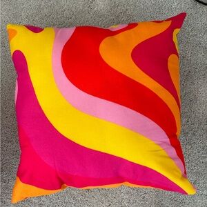 Pink, orange, and yellow pillow